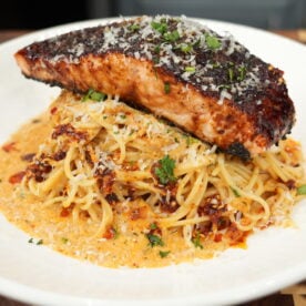 Caramelized onion salmon pasta recipe step by step
