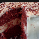 Red Velvet Cheesecake with 3 layers and cream cheese frosting