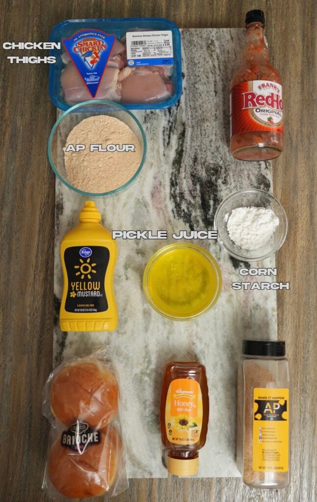 pickle brining chicken thighs for hot honey chicken sandwich