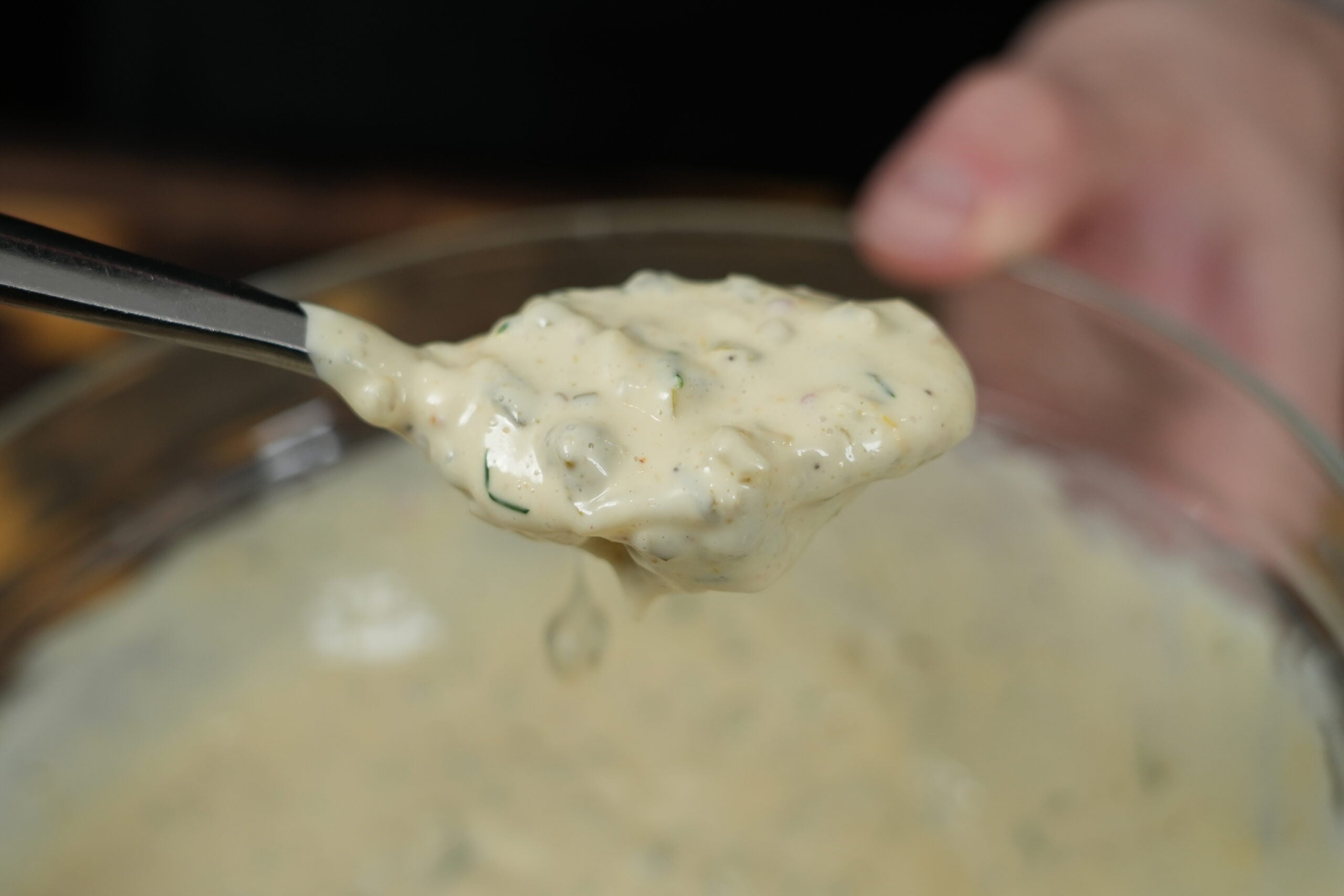 Creamy homemade tartar sauce with dill and capers