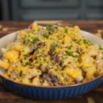 Philly cheesesteak helper with ribeye, peppers, mushrooms, provolone, and toasted panko